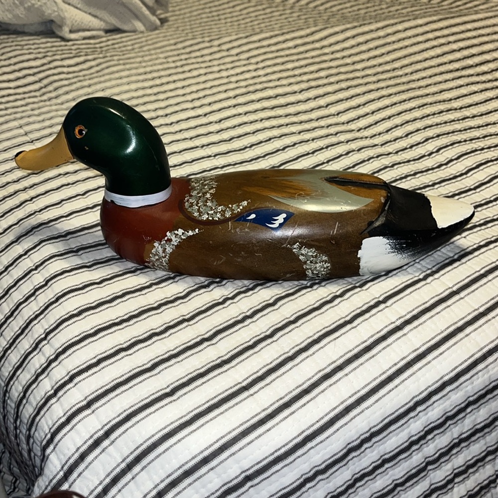 Vintage Wooden Mallard Duck Decoy, Vintage Wood Hand Painted Mallard Duck - Picture 7 of 8